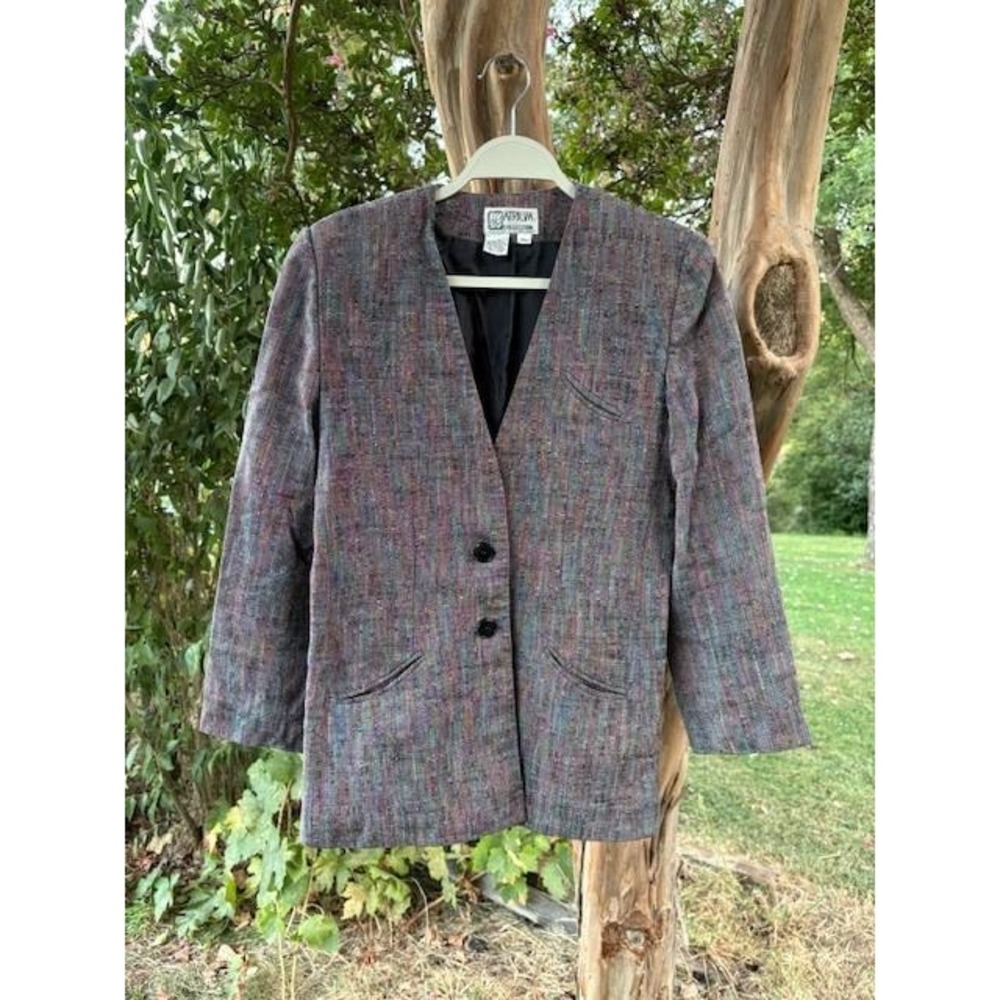 Vintage 90s Atrium Collection Women's Tweed Jacket Multicolor Blazer Coat 9/10‎